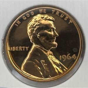🇺🇸 1964 Proof Lincoln Memorial Penny RD UNC Cent Red Uncirculated Spotted 0009